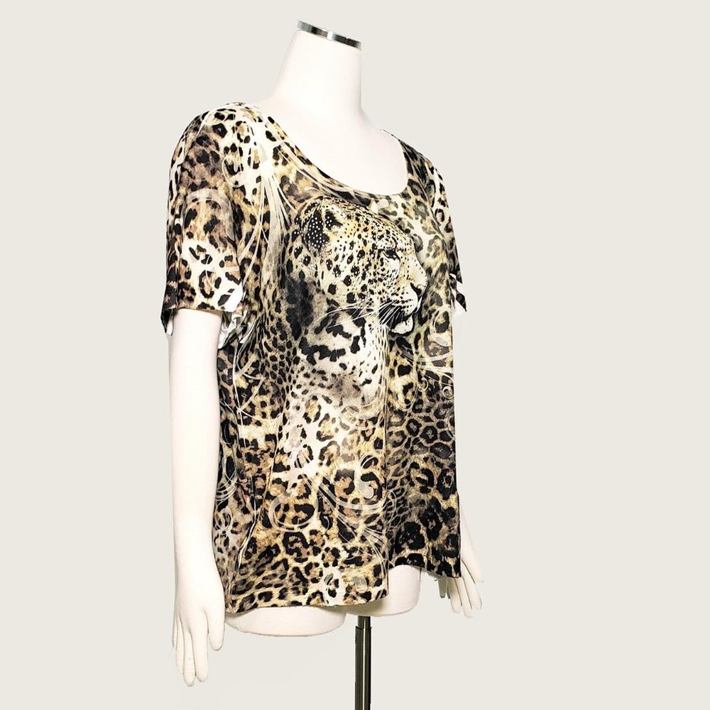 ** JM Collection Leopard Print Top with Tacking​ - Picture 4 of 8